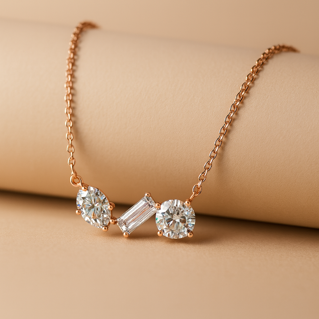 Cubic Zirconia Multi Shape Pendant Necklace