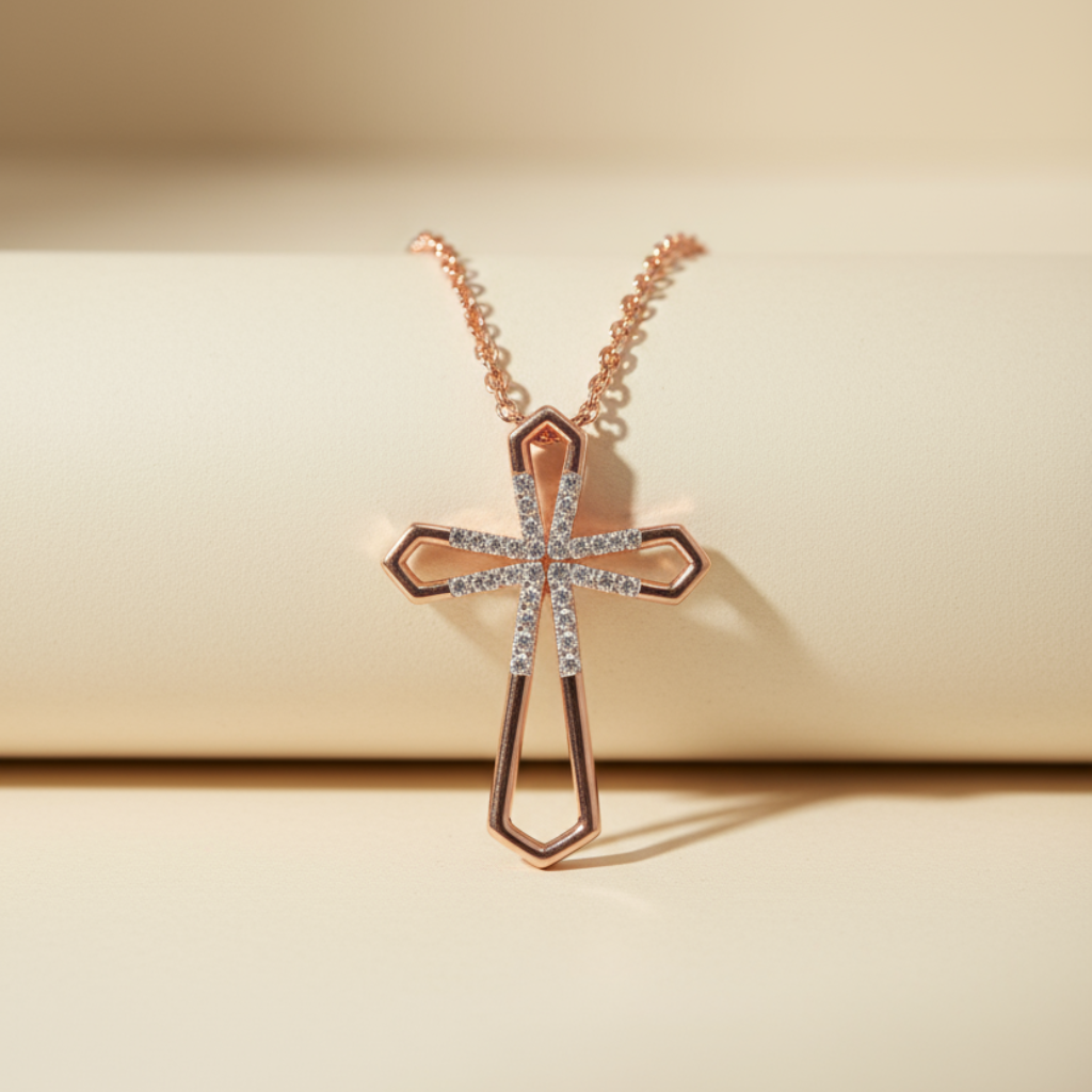 Accent Open Cross Pendant Necklace