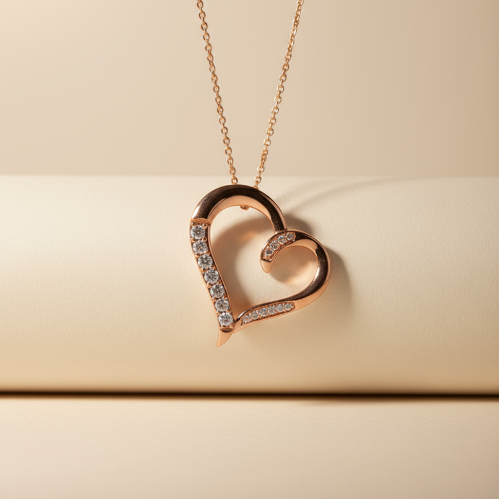 Tilted Heart Pendant Necklace