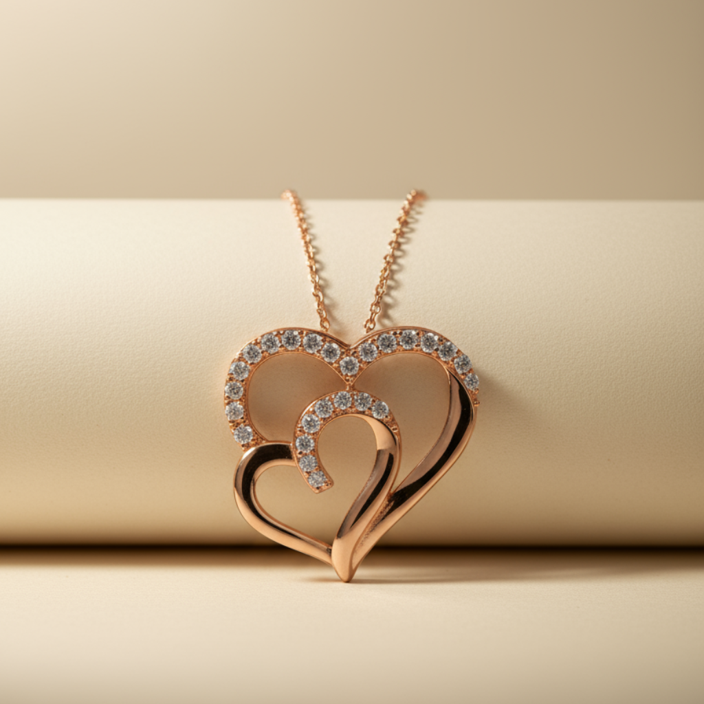 Moissanite Double Heart Pendant Necklace