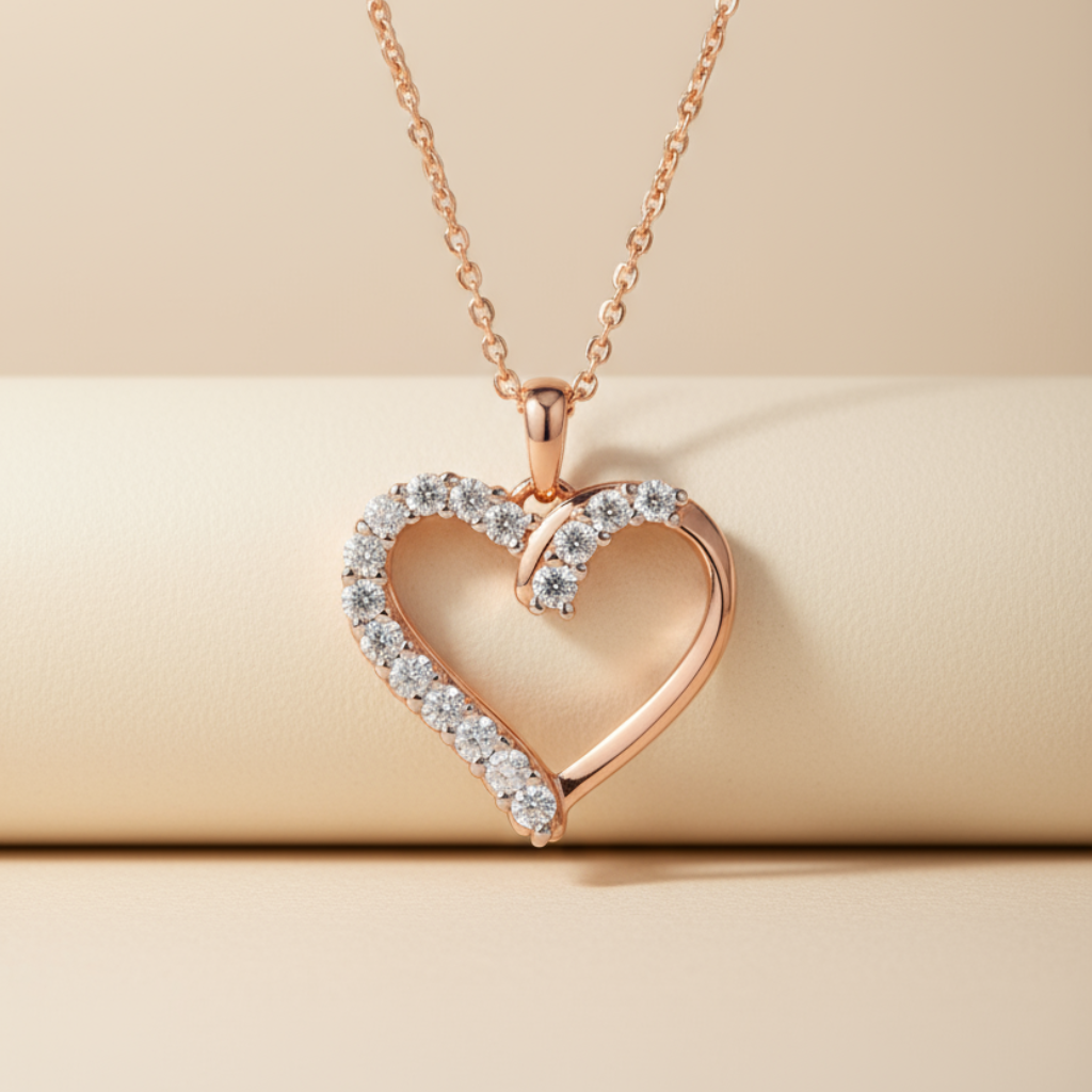 Moissanite Diamond Heart Pendant Necklace