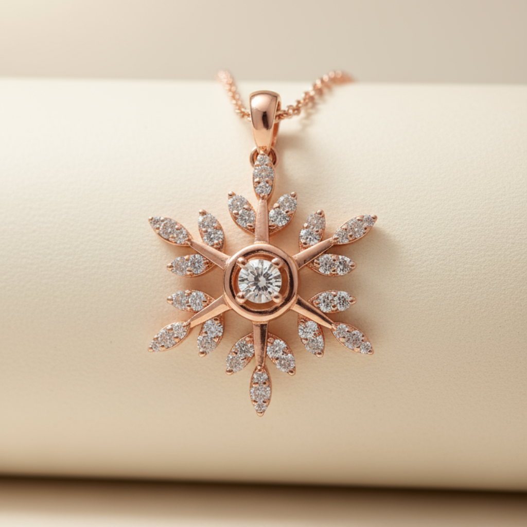 Circle Outline Snowflake Pendant Necklace