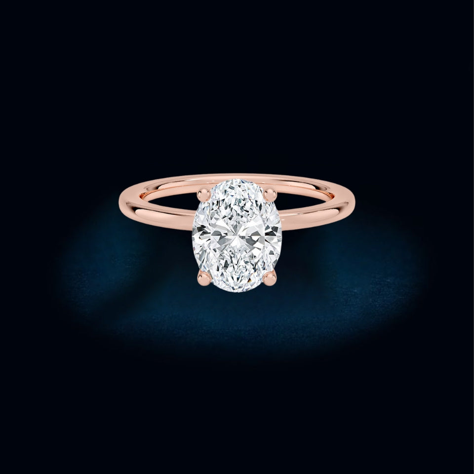 Oval Hidden Halo Moissanite Ring