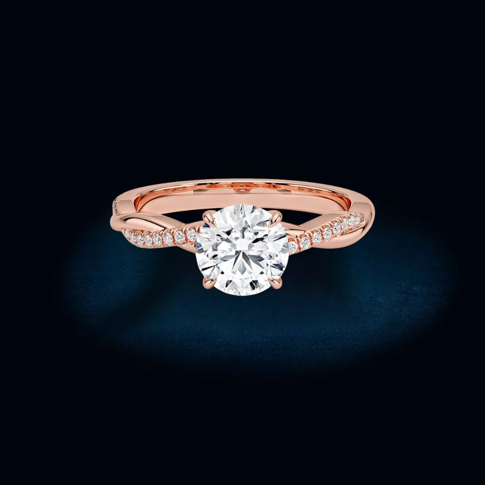 Round Shape Moissanite Twisted Ring