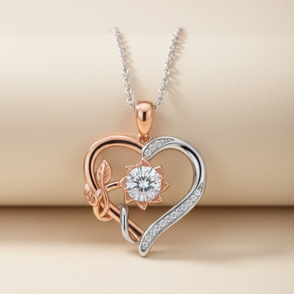 Flower heart Pendant Necklace