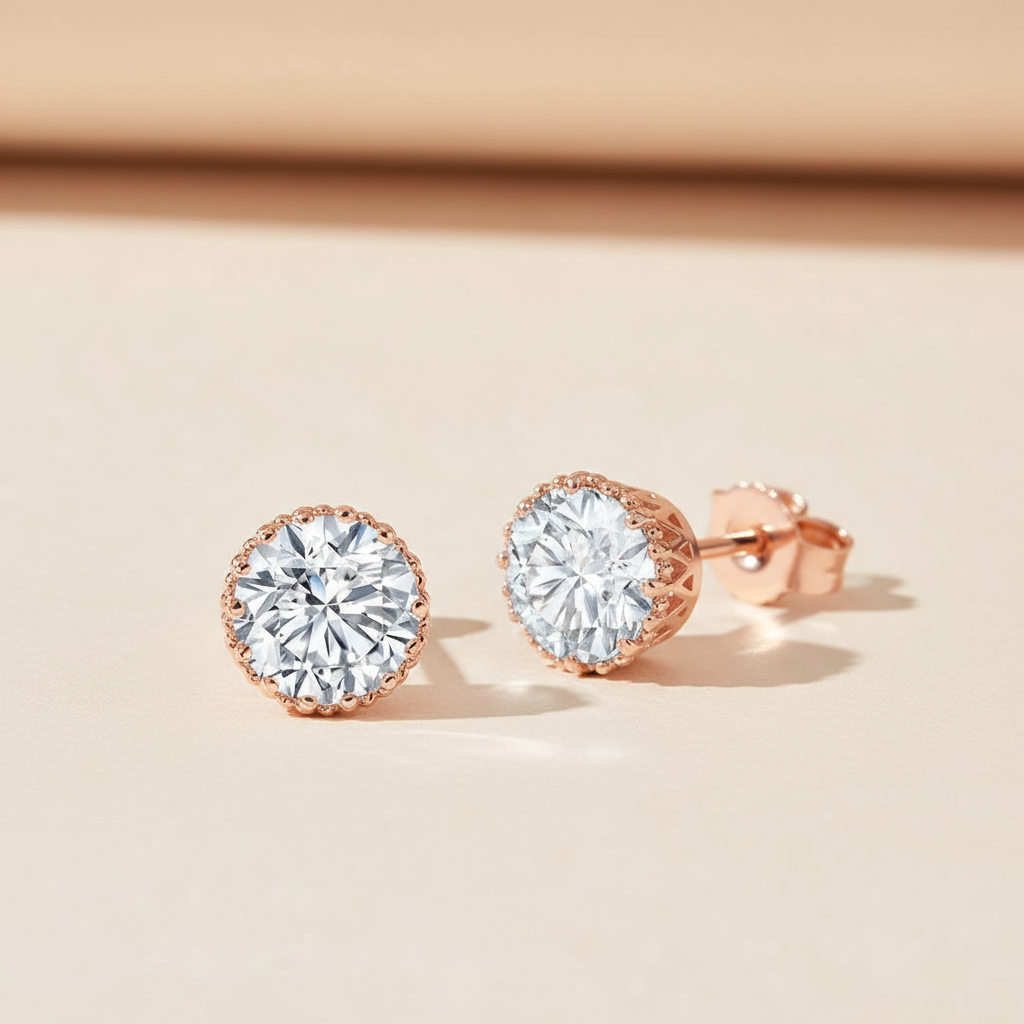 Moissanite Diamond Solitaire Stud