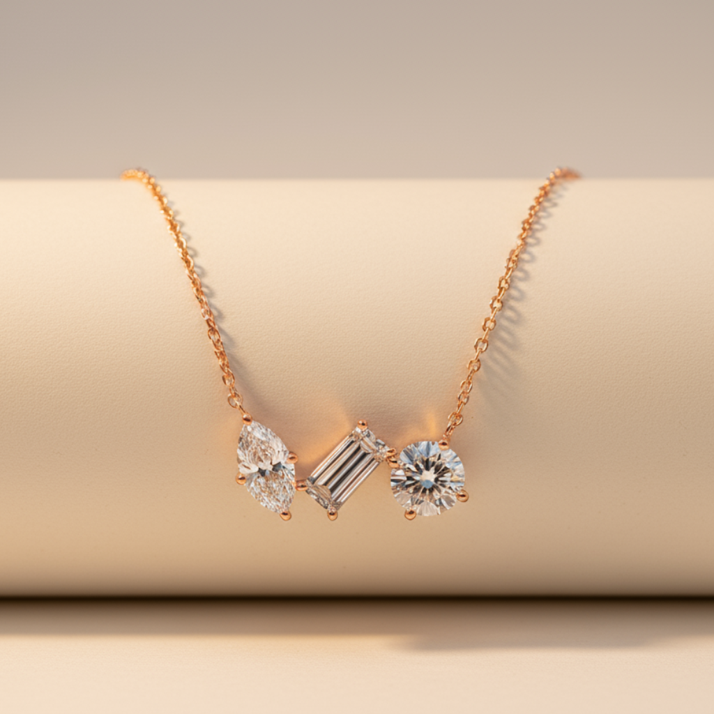 Cubic Zirconia Multi Shape Pendant Necklace