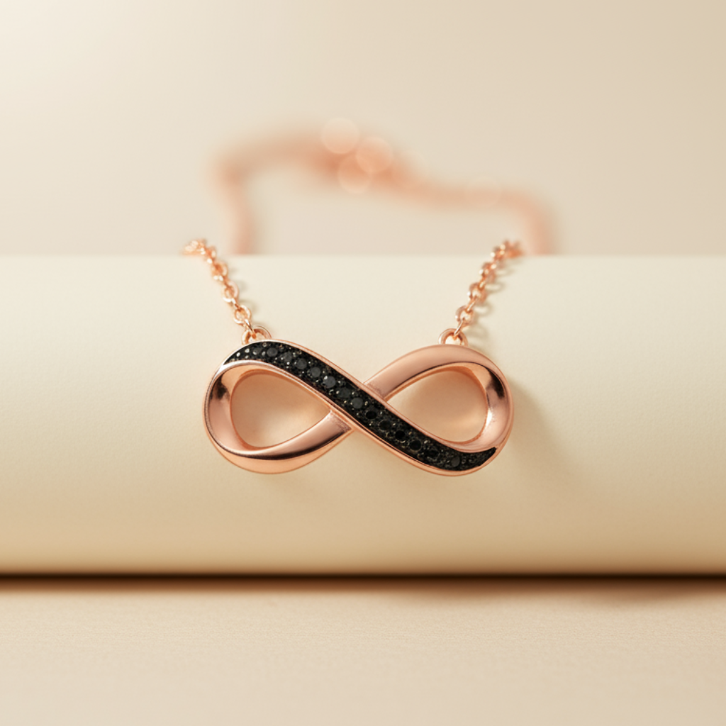 Black Infinity Pendant Necklace