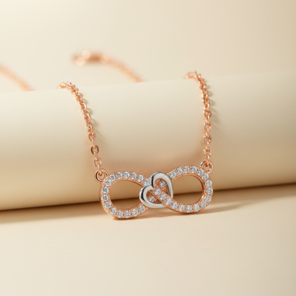 Sideways Infinity Heart Pendant Necklace