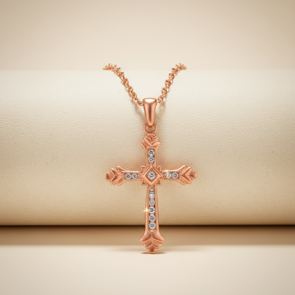 Chevron End Cross Pendant Necklace