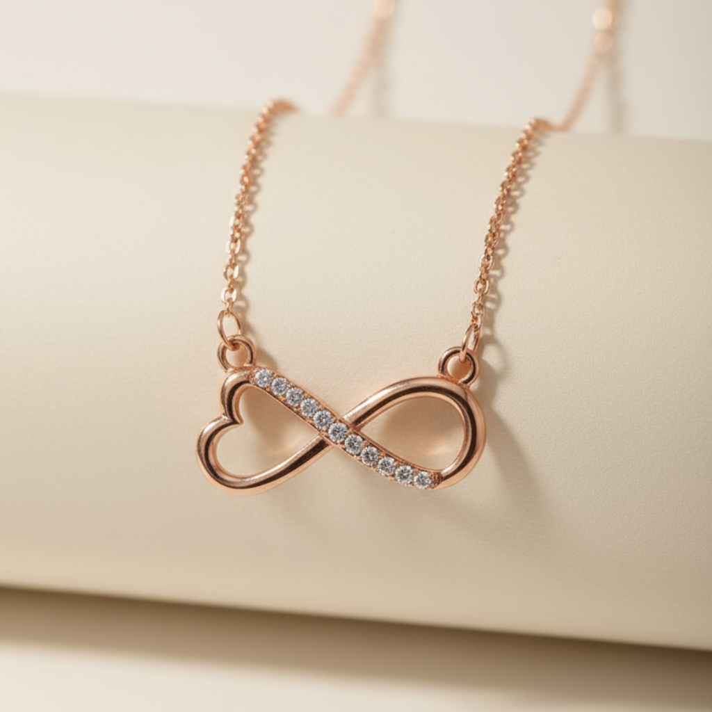 Sideway Infinity Heart Pendant Necklace