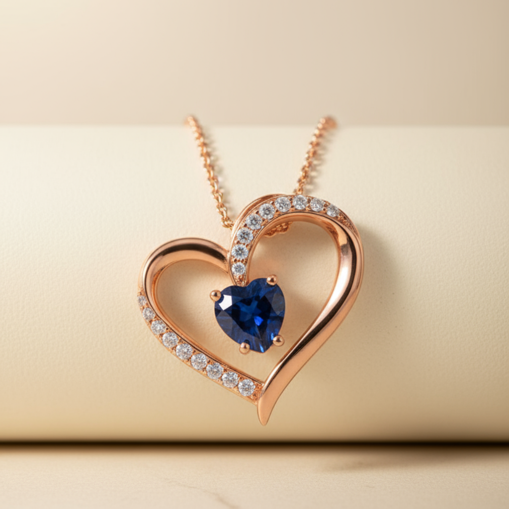 Sapphire Heart Pendant Necklace