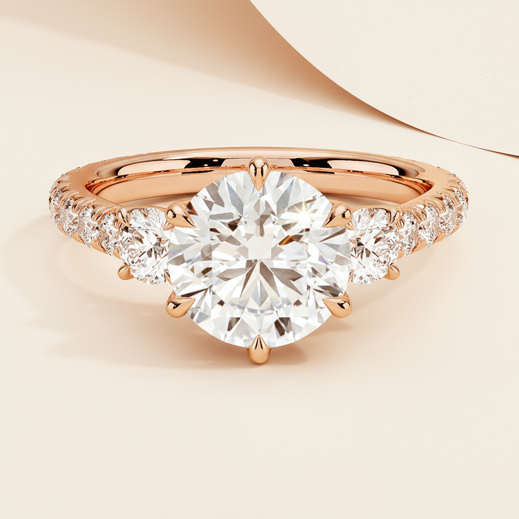 Channel Set Three Stone Engagement Ring