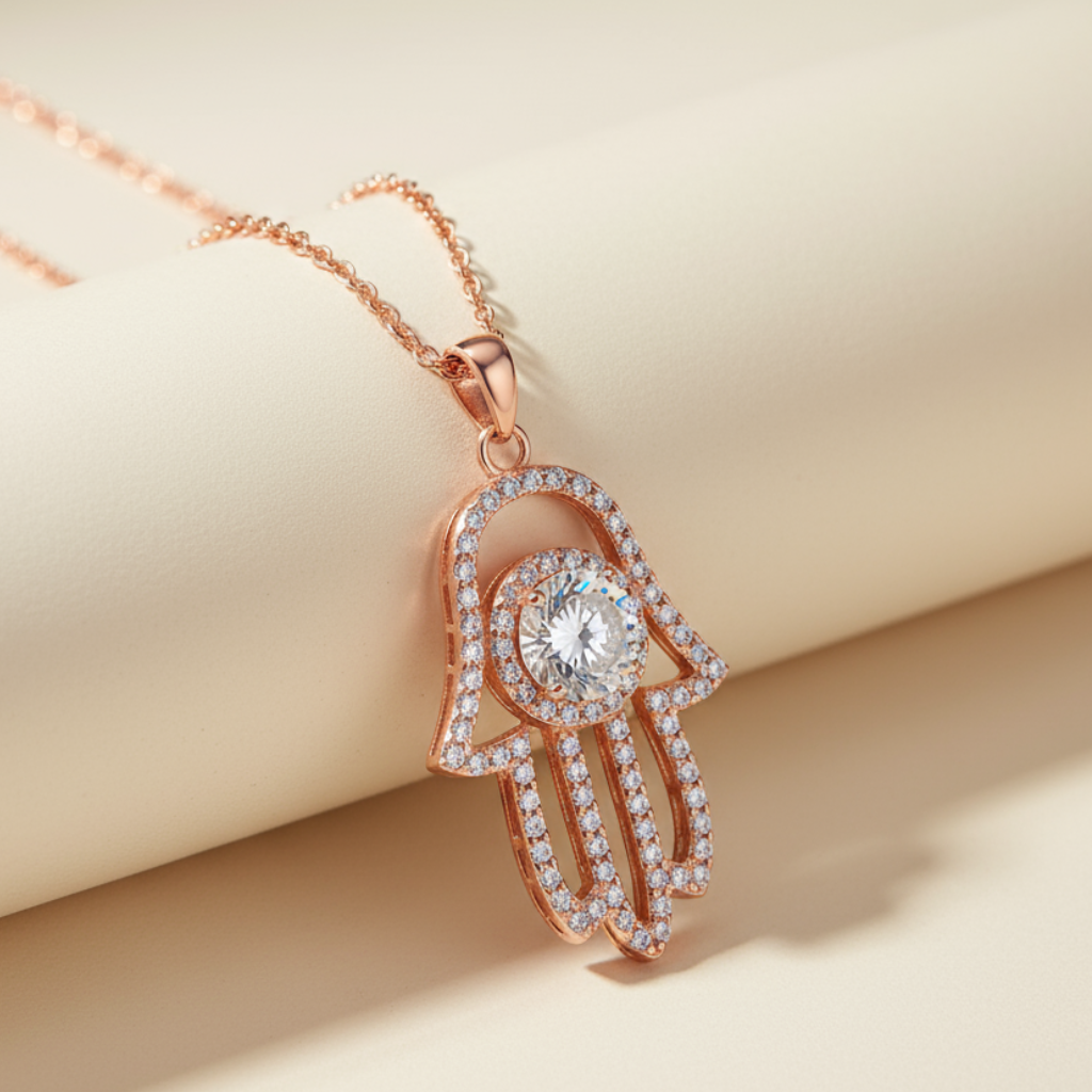 Evil Eye Hamsa Hand Pendant Necklace