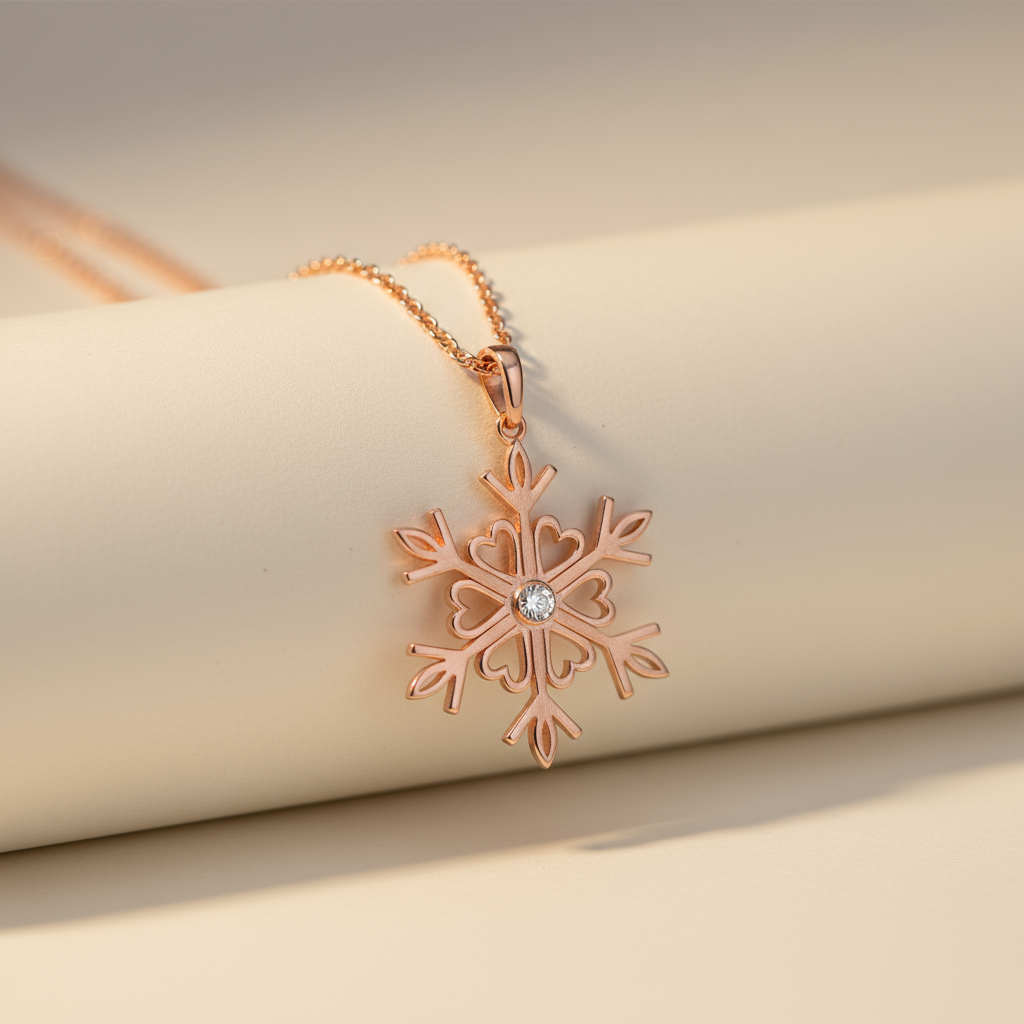 Heart Snowflake Pendant Necklace