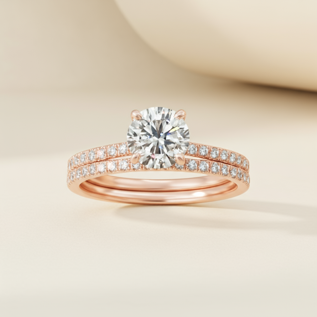 Round Cut Layer Moissanite Diamond Ring