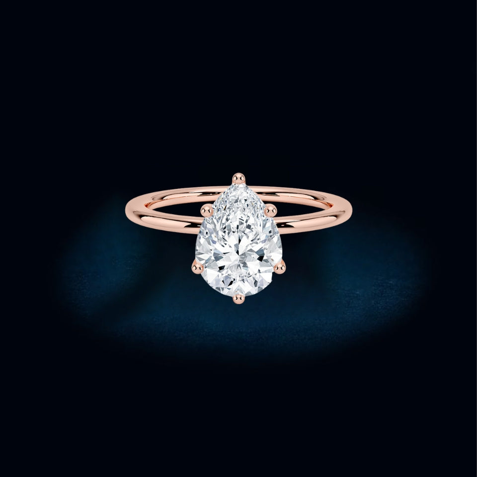 Hidden Halo Pear Shape Moissanite Ring
