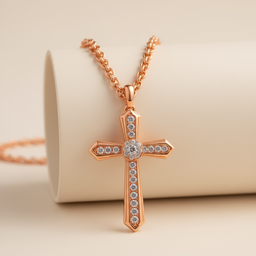 Layered Style Cross Pendant Necklace