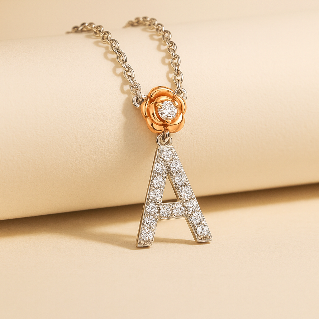 Alphabet Flower Pendant Necklace