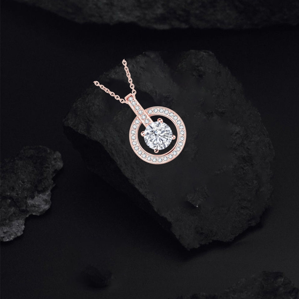 Dazzling Halo Solitaire Pendant Necklace