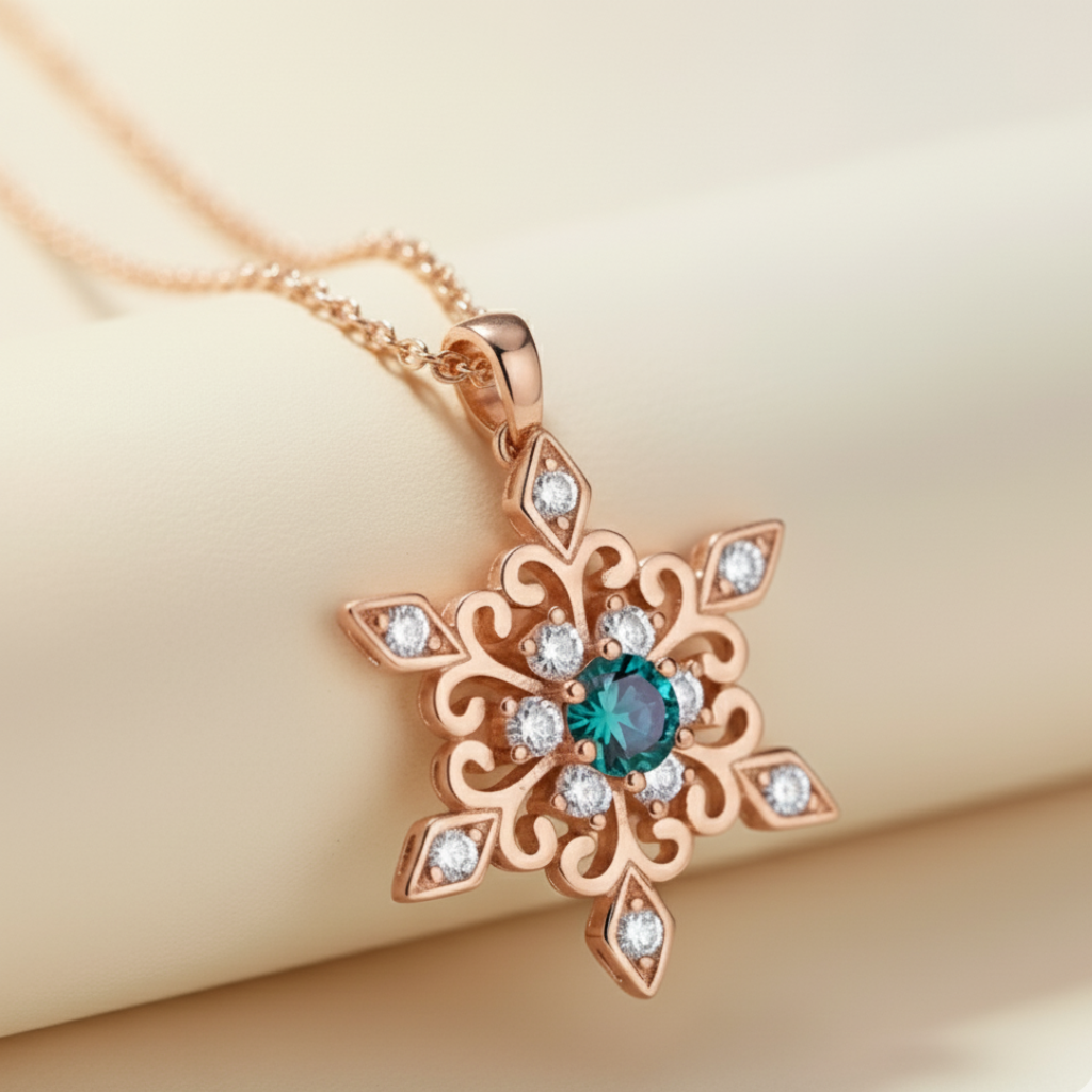 Birthday Snowflake Pendant Necklace