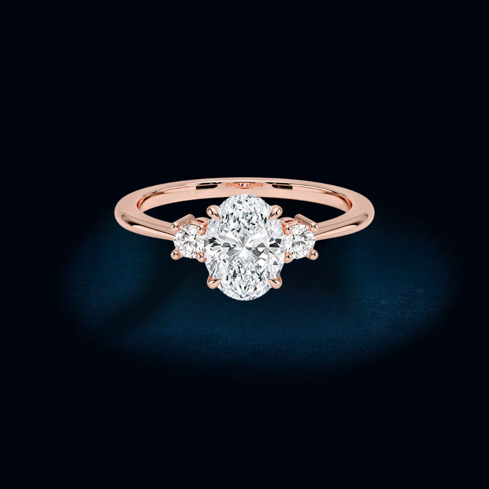 Oval Moissanite Three-Stone Engagement Ring