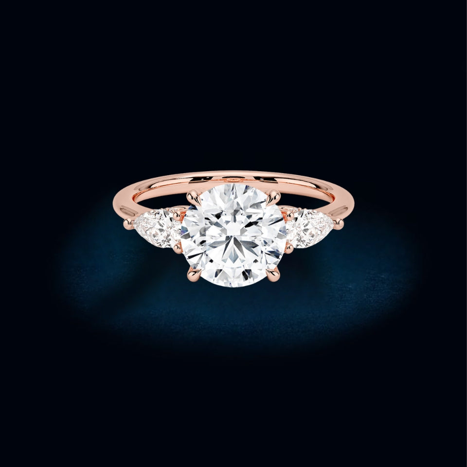 Moissanite Round Cut Three Stone Ring
