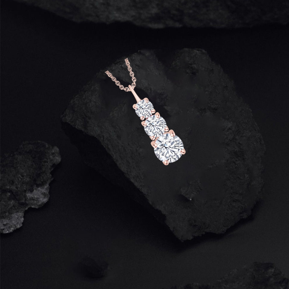 Three Stone Journey Pendant Necklace