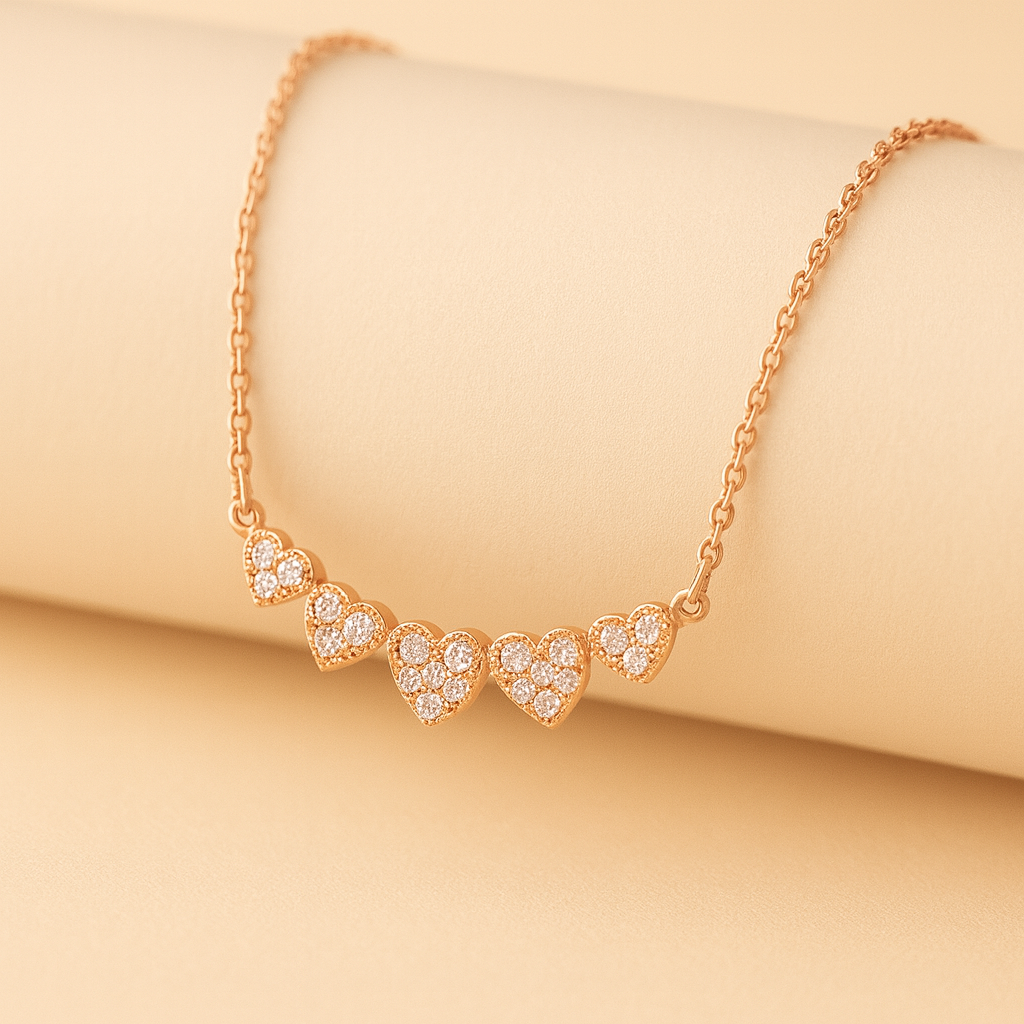 Five Heart Bar Pendant Necklace