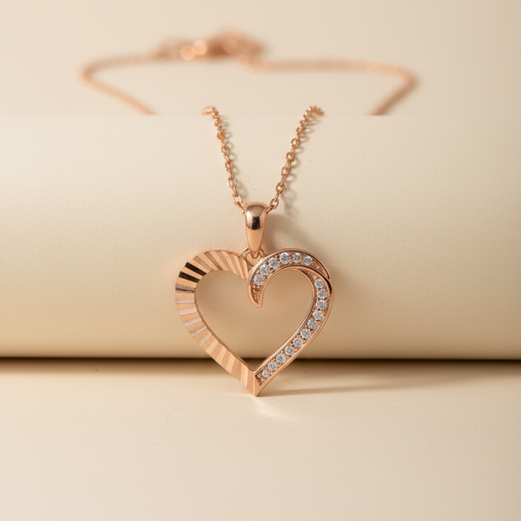 Open Half Heart Pendant Necklace