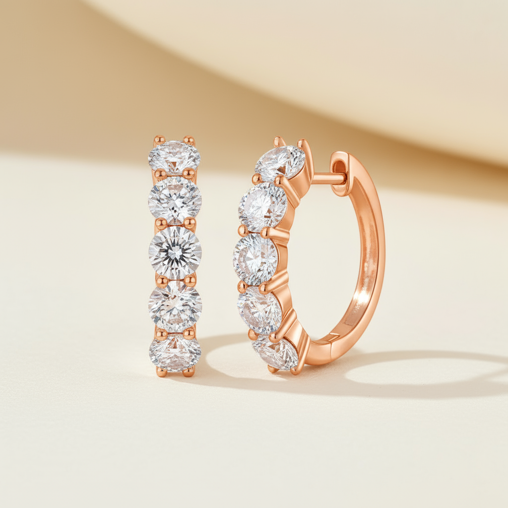 Moissanite Diamond Huggie Hoop Earrings