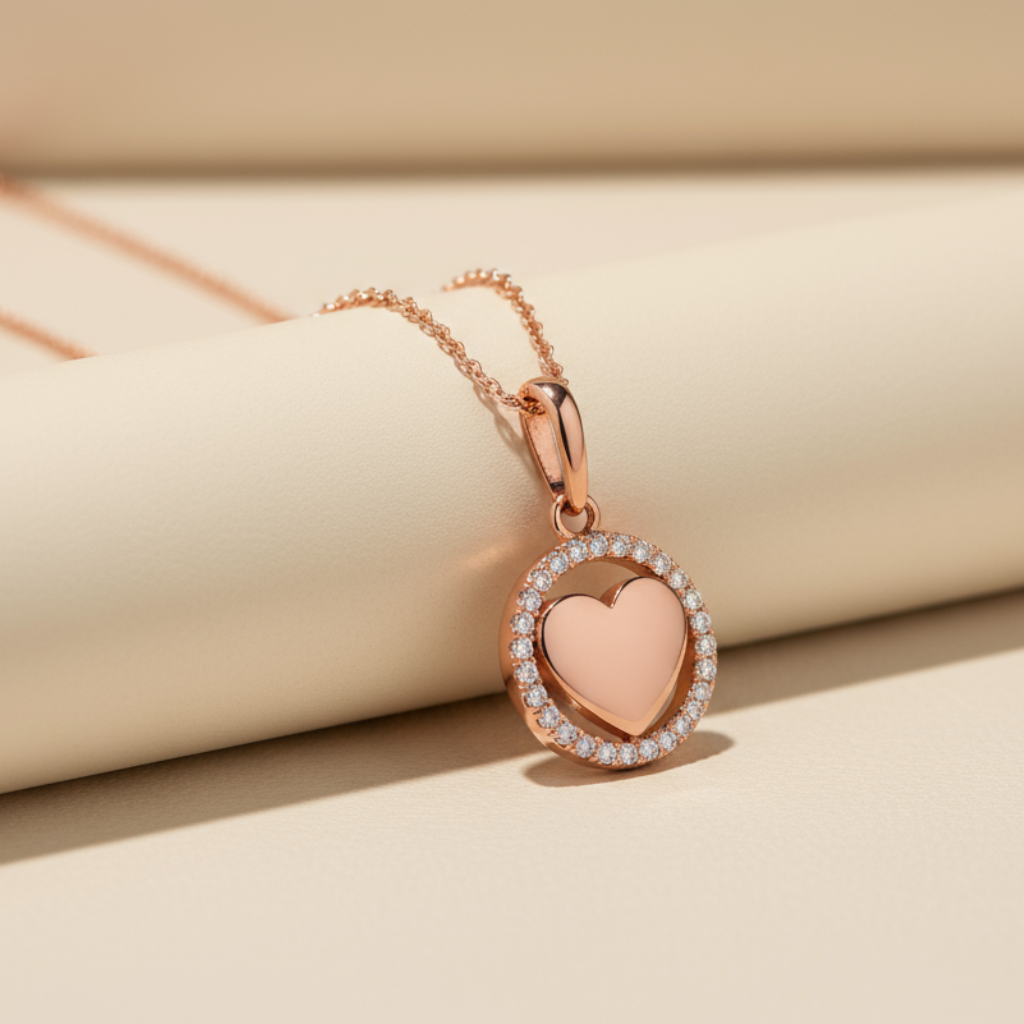 Open Circle Love Heart Pendant Necklace