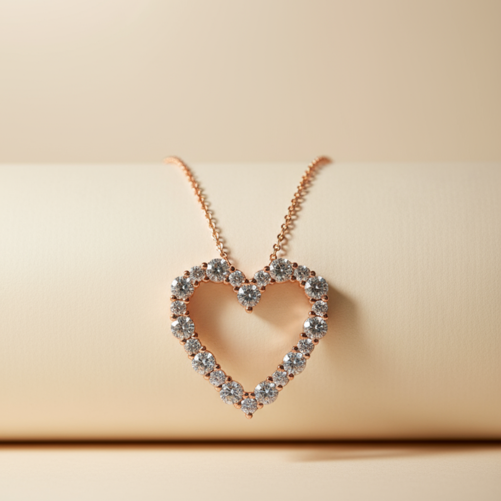 Cubic Outline Heart Pendant Necklace