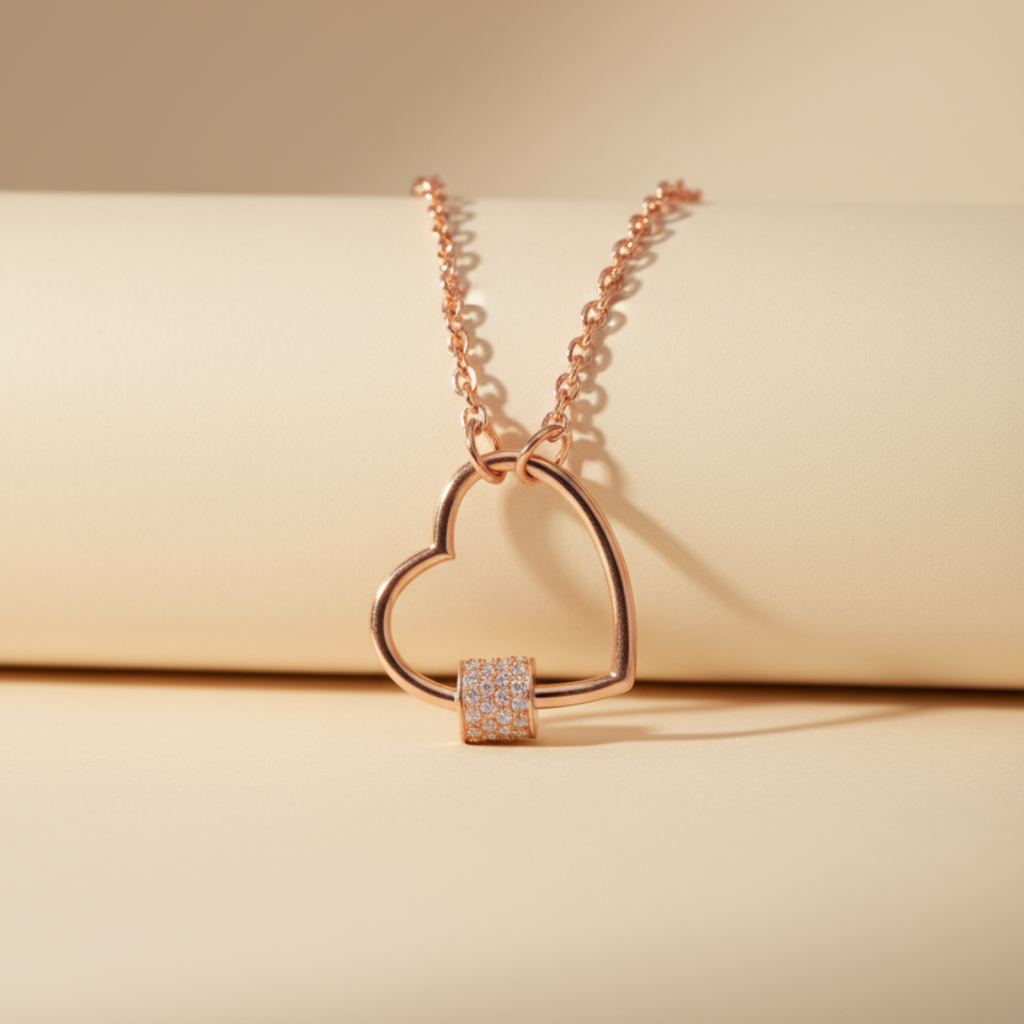 Carabiner Love Heart Pendant Necklace