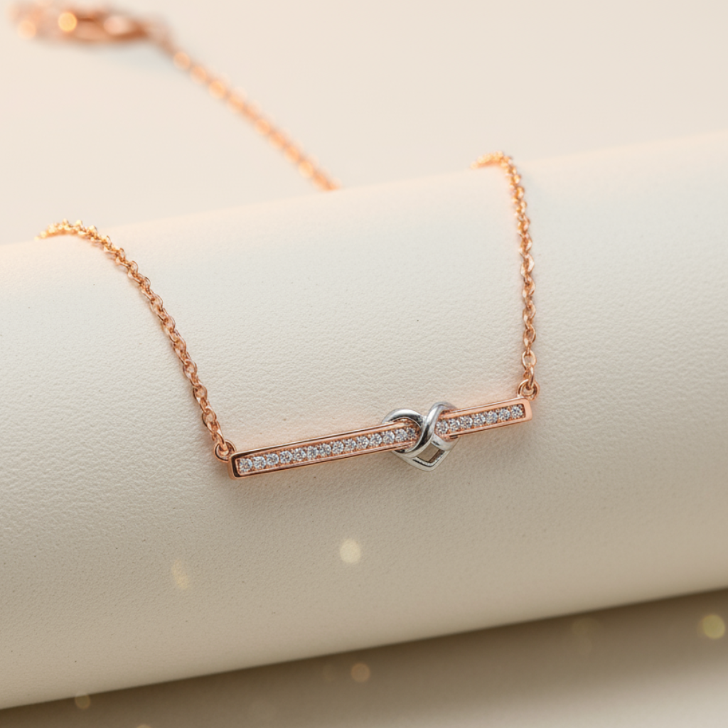Infinity Heart Bar Pendant Necklace