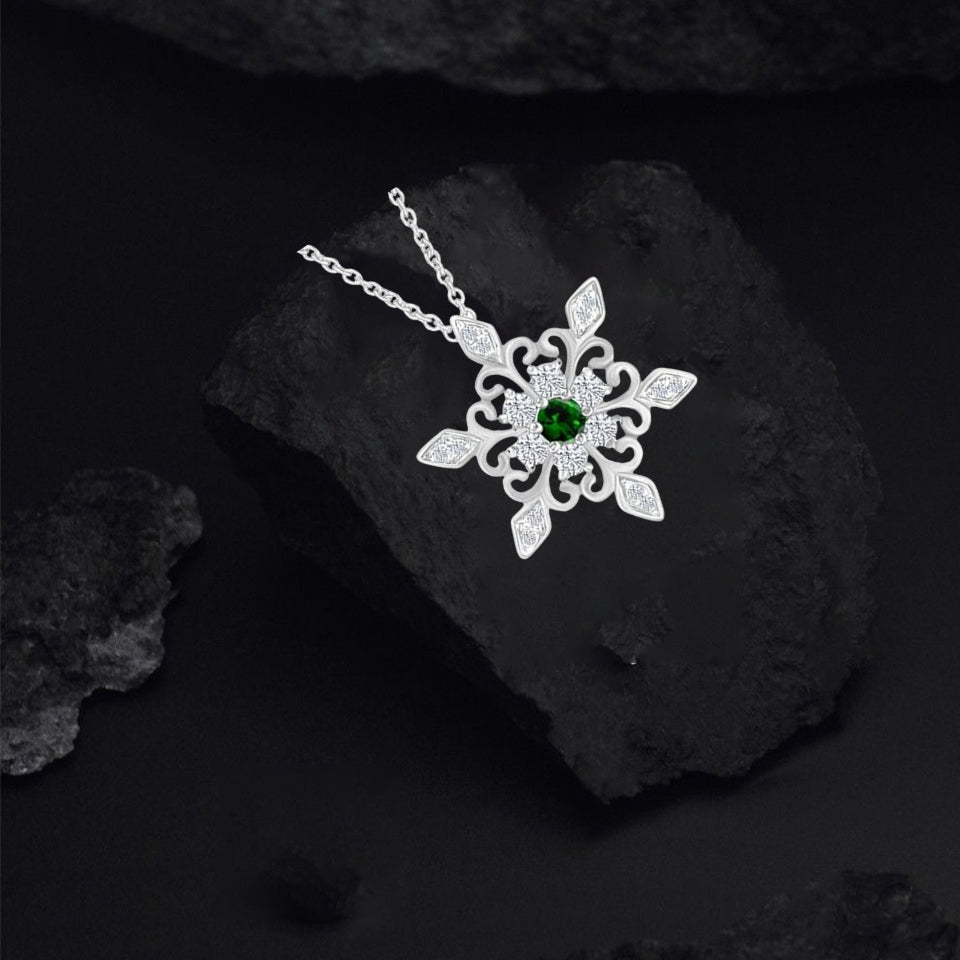 Birthday Snowflake Pendant Necklace