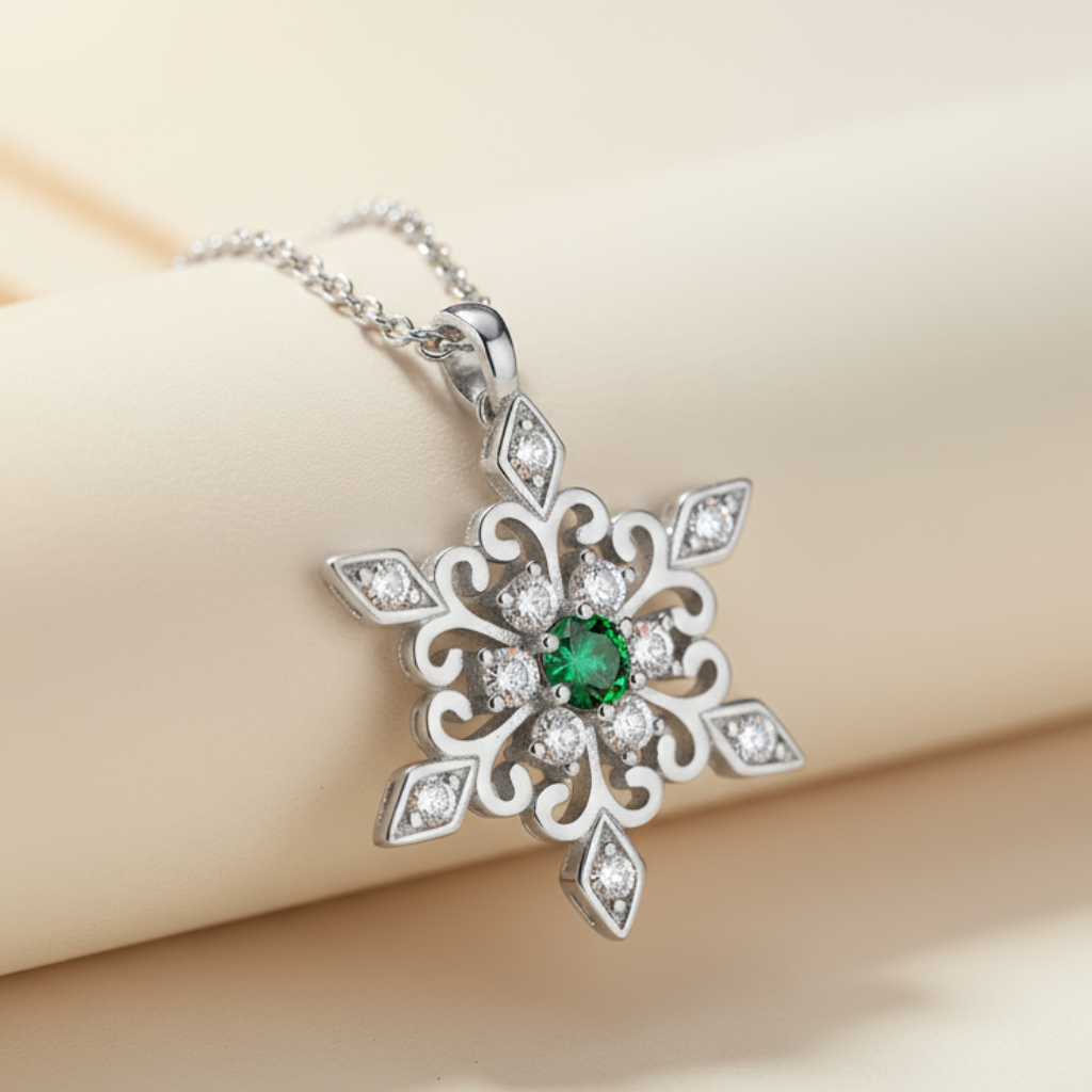 Birthday Snowflake Pendant Necklace