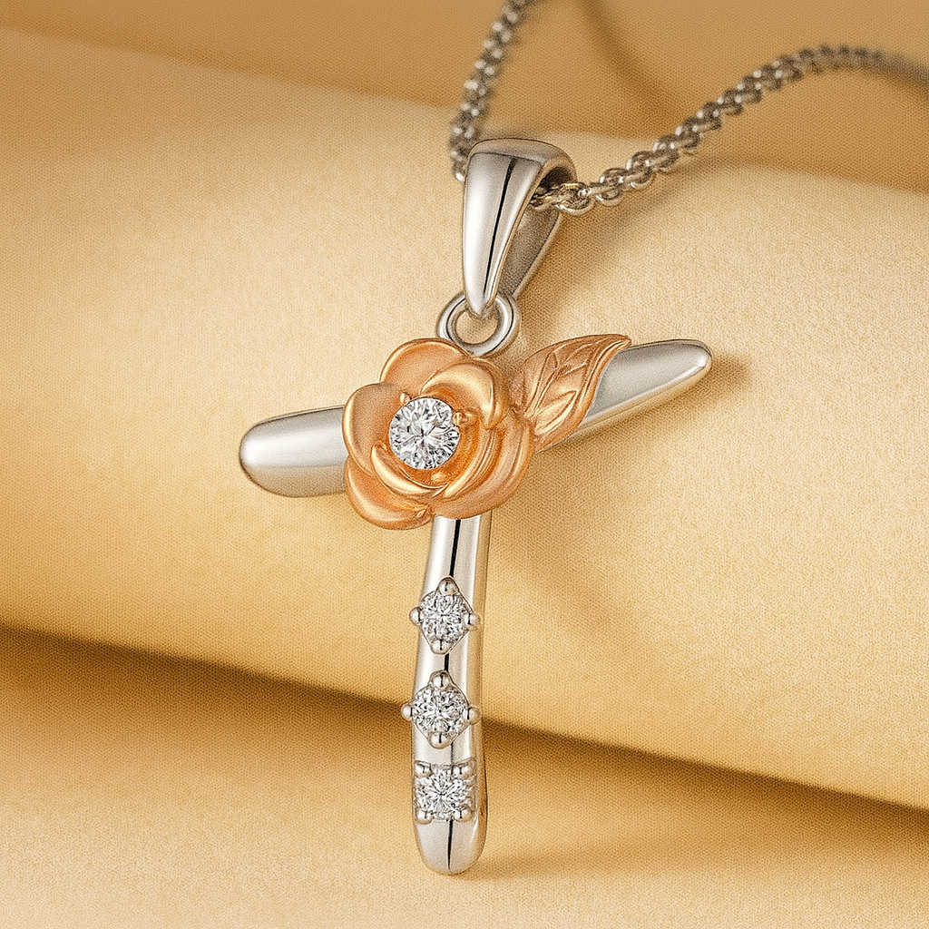 Alphabet Rose Pendant Necklace