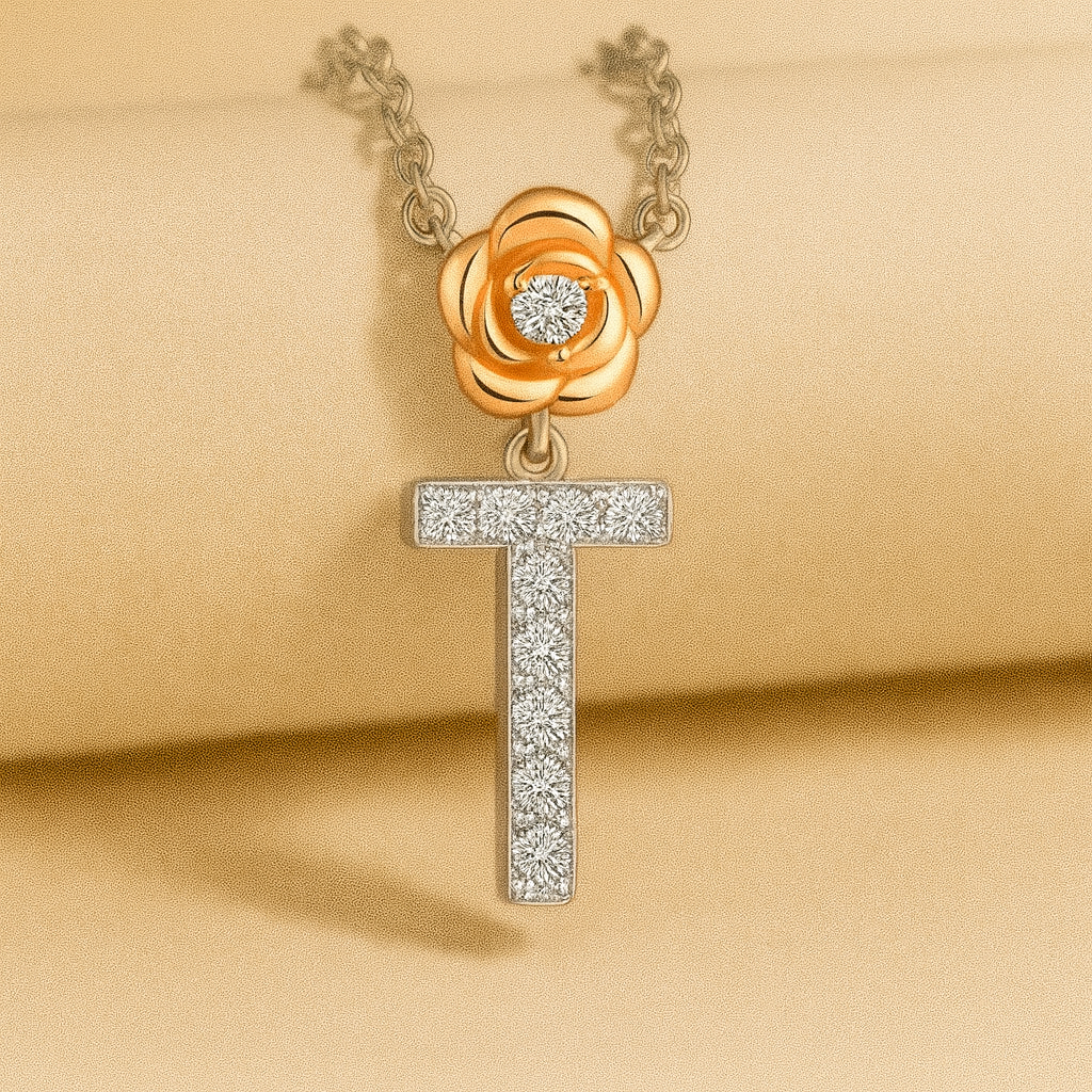 Alphabet Flower Pendant Necklace