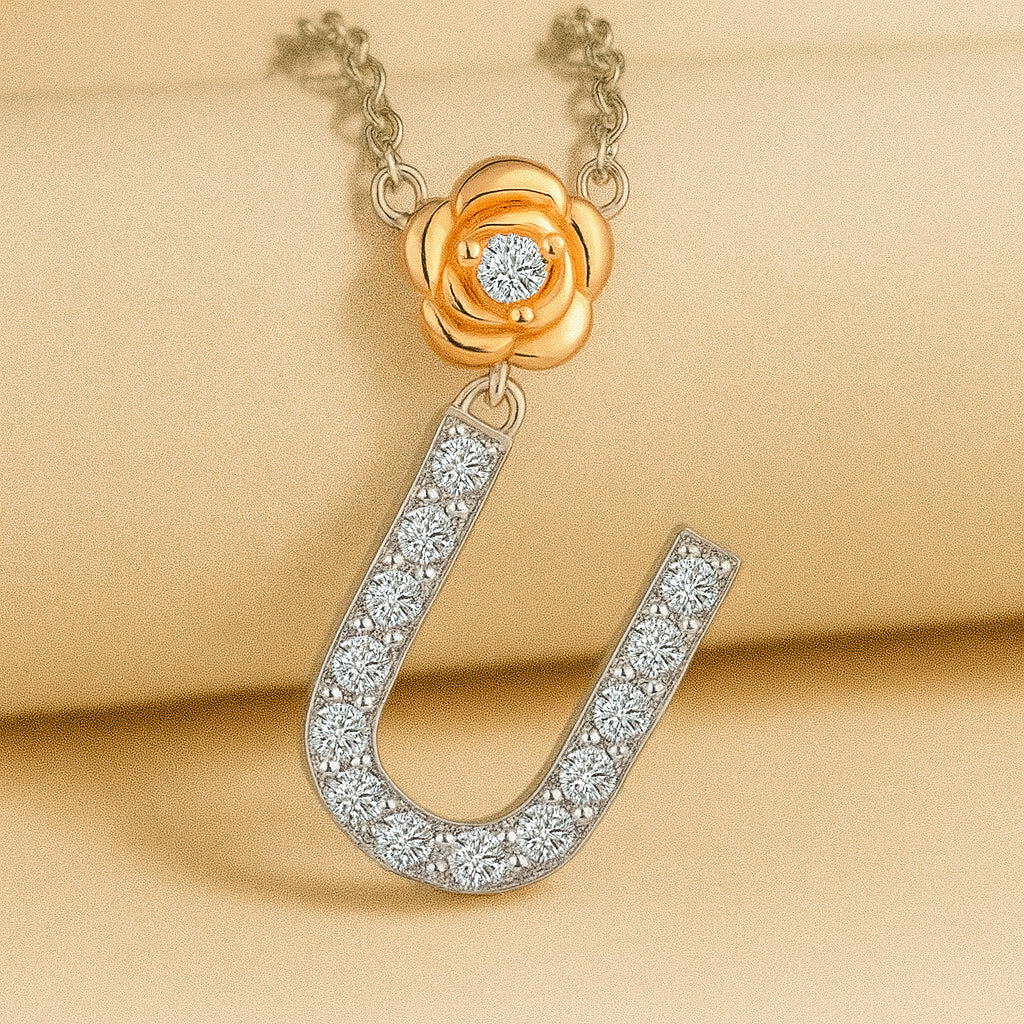 Alphabet Flower Pendant Necklace