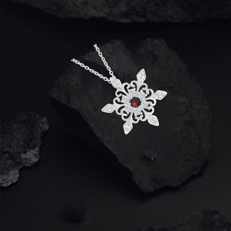 Birthday Snowflake Pendant Necklace