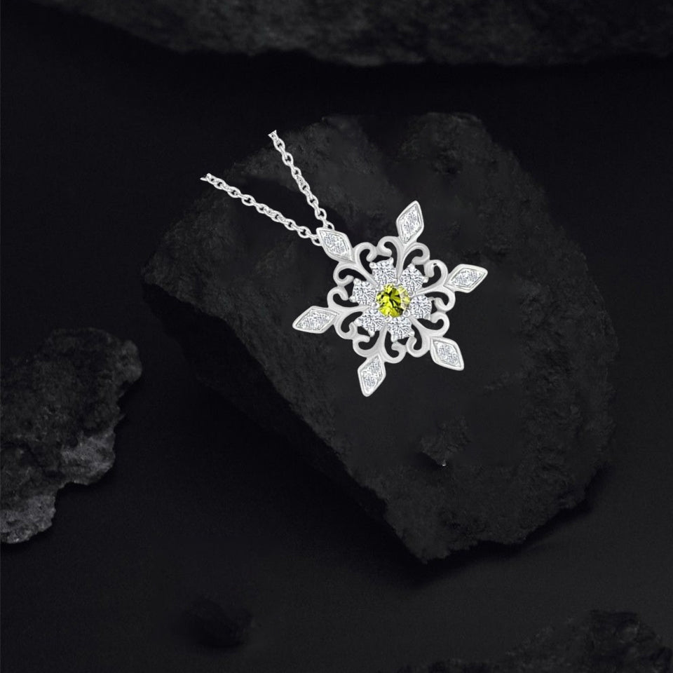 Birthday Snowflake Pendant Necklace
