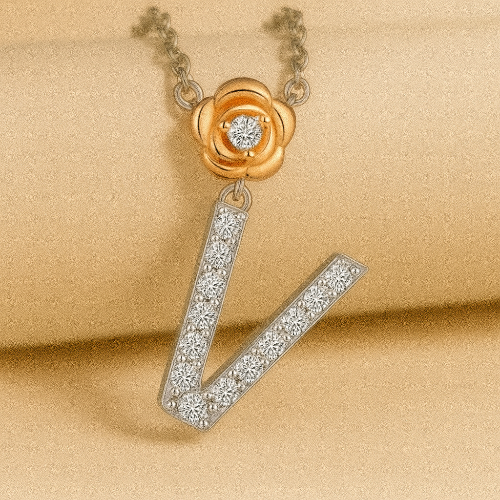 Alphabet Flower Pendant Necklace