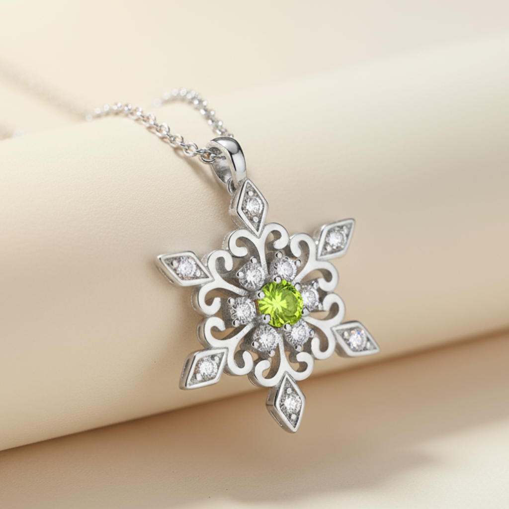 Birthday Snowflake Pendant Necklace