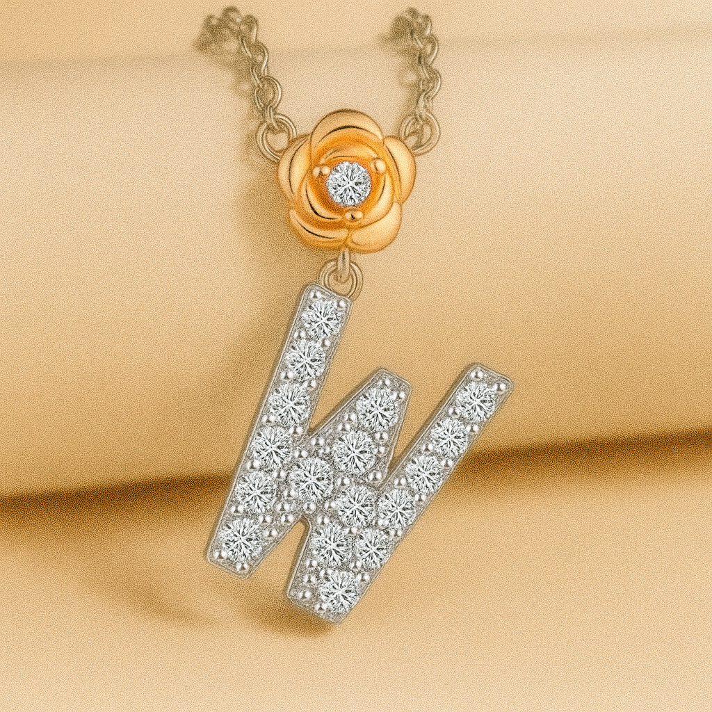 Alphabet Flower Pendant Necklace
