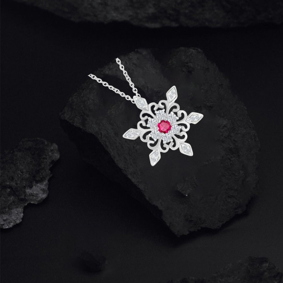 Birthday Snowflake Pendant Necklace