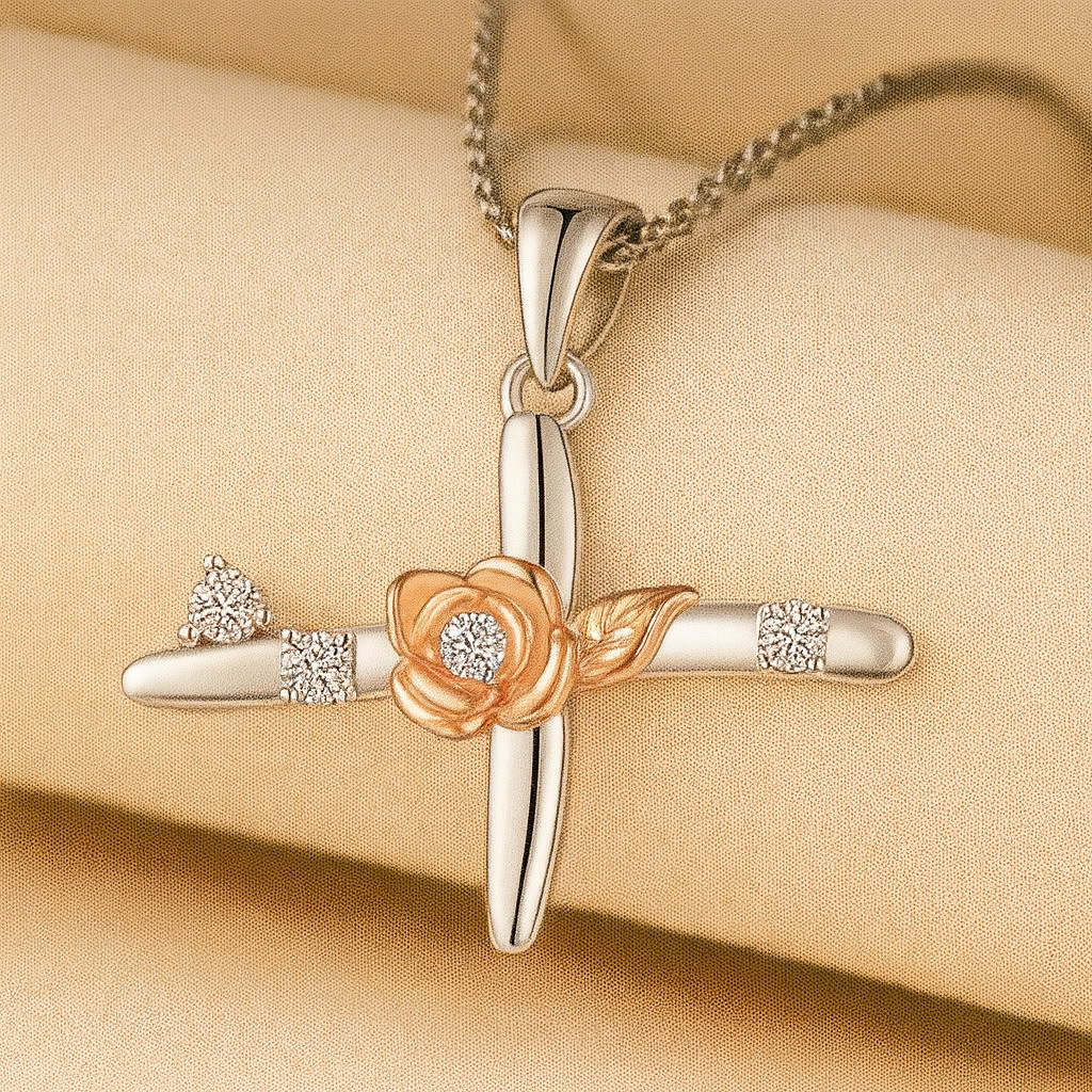 Alphabet Rose Pendant Necklace