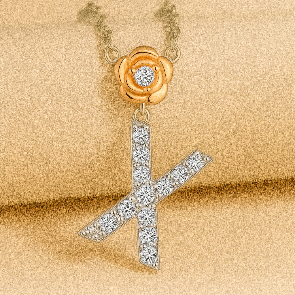Alphabet Flower Pendant Necklace