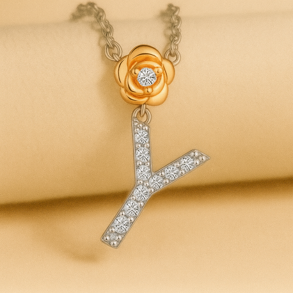 Alphabet Flower Pendant Necklace