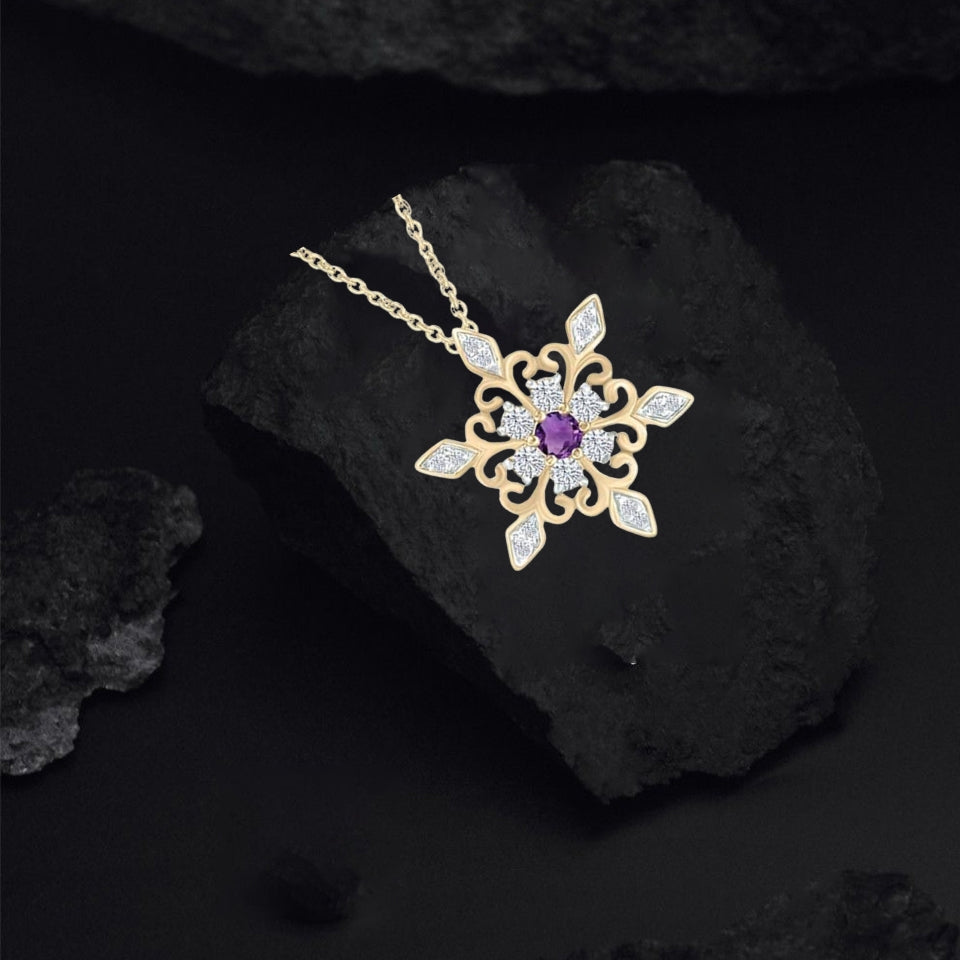 Birthday Snowflake Pendant Necklace